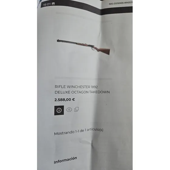 Rifle Winchester 1892 Antiguedad
