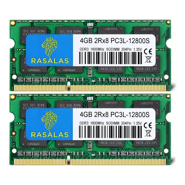 Memoria Ram 8gb (2x4gb) Ddr3-1600mhz Sodimm Pc3-12800s Apta para laptops Rasalas