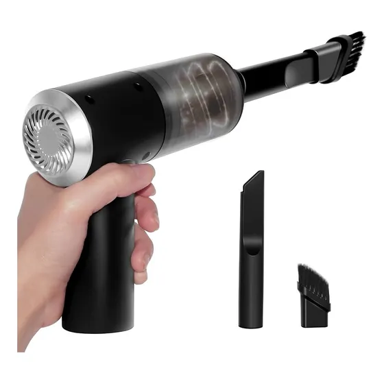 Aspiradora Sopladora Mini Bateria Inalam. Hogar + Micro B124 Color Negra