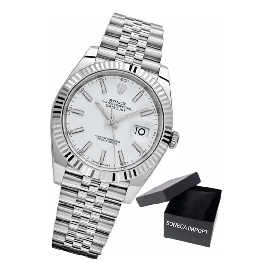 Relógio Rolex Datejust 41mm Automático Branco Caixa Simples