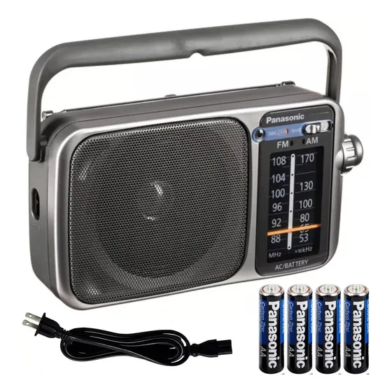 Radio Panasonic Am Fm Corriente O Pilas Color Plateado 110v