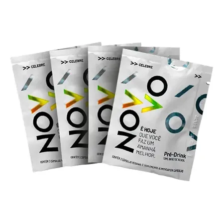 NOVVO Pré-Drink Kit Multivitamínico Balada Vegano Sem Glúten Lactose 4 Unidades