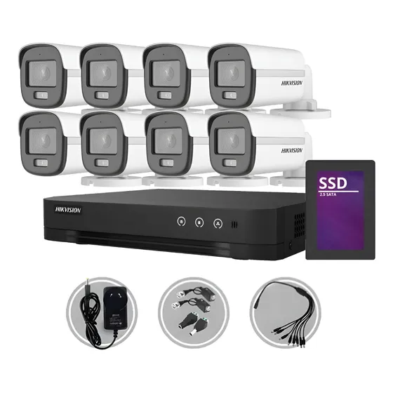 Kit Seguridad Hikvision 8ch+8 Camara 2mp Audio Colorvu+disco