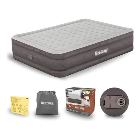 Colchão Inflável Casal Queen Inflador Elétrico Bestway 220v Cor Marrom