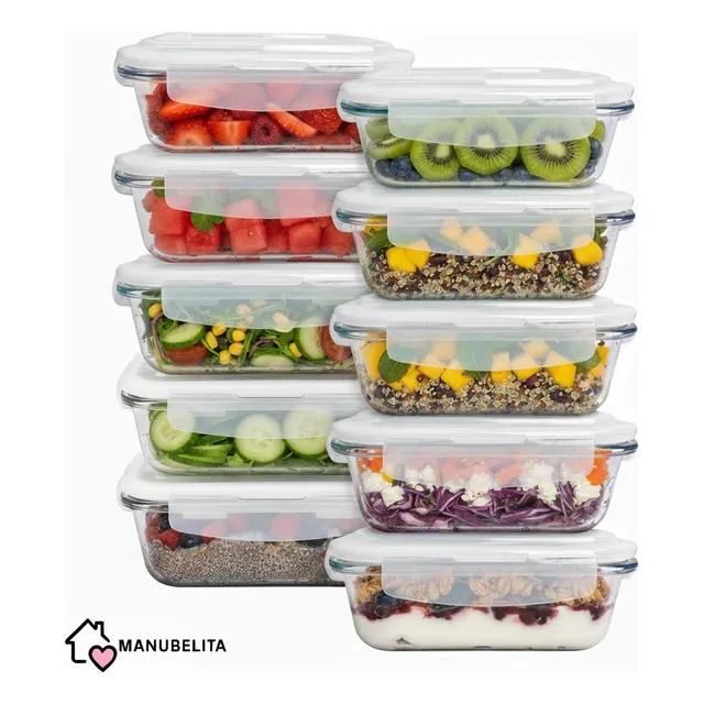 Kit 10 Potes Vidro 640ml Hermético Marmita Forno Refratário