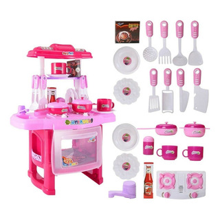 Cocinita Infantil Para Niñas Con Luz Y Sonido 24 Pcs Rosa Cocinita Infantil Para Niñas Con Luz Y Sonido 24 Pcs Rosa