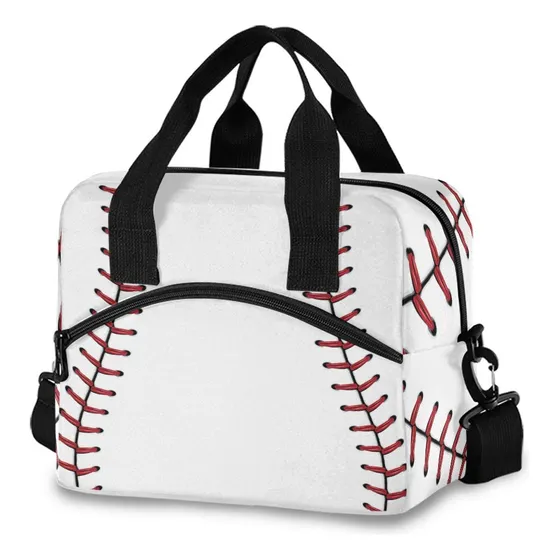 Bolsa Almuerzo Beisbol Costura Roja Para Mujer Blanca Al