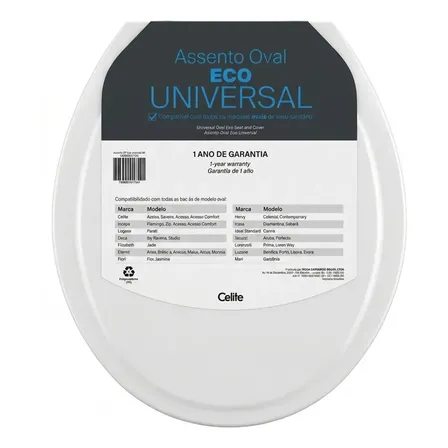Assento Sanitário Celite Eco Oval de Plástico Branco para Vaso