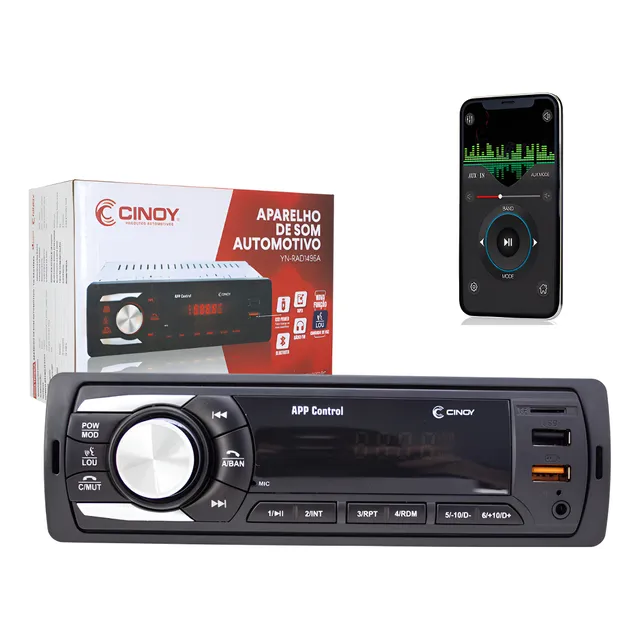 Rádio Mp3 Som Automotiv Bluetooth Comando De Voz 4x45w Cinoy