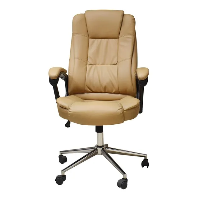 Naceb Tecnología Silla Ejecutiva de Oficina NA-0930C 100 % de VinilPiel con Descansabrazos acojinados Ajustable de 117 CM- 125 CM Base Metálica Color Café