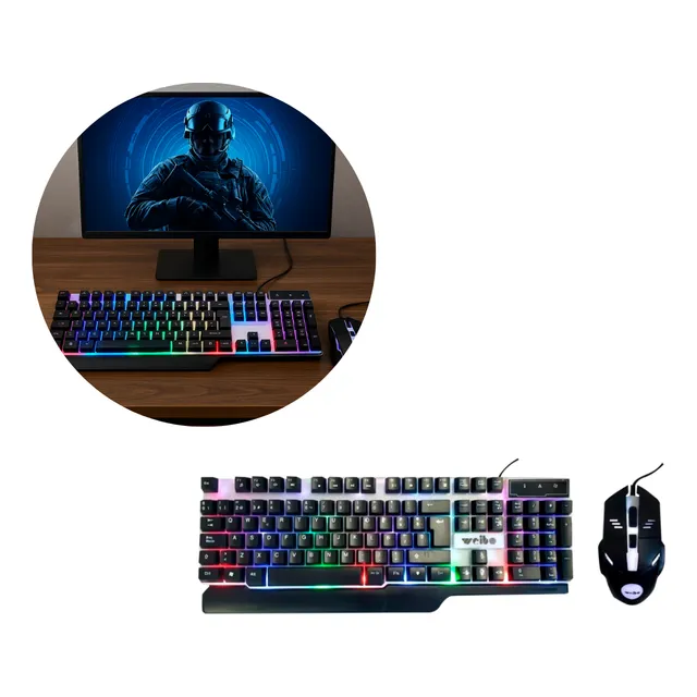 Combo Teclado Y Mouse Con Cable Y Luz Rgb Gamer