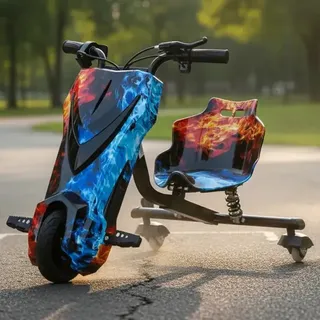 Patinete Elétrico 3 Rodas Triciclo Infantil Drift 350w 65kg Cor Fogo E Água