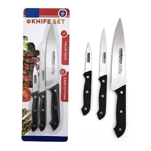 Set Economico De Cuchillos Parrillero Chef Campamento Playa