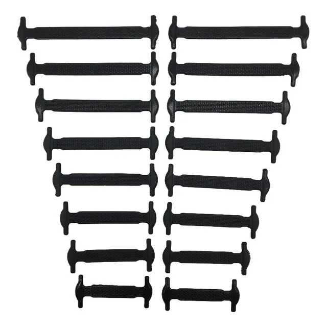 16 Pasadores De Silicona Para Zapatos Zapatillas (negro)
