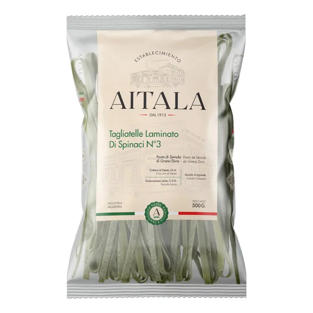 Fideos Tagliatelle De Espinaca Aitala 500g Semola Premium