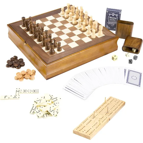 Ajedrez, Backgammon, Damas, Domino, Cuna, Baraja, Dados 7en1