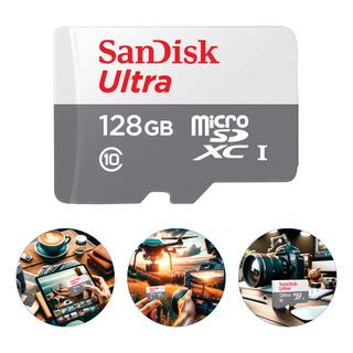 Cartão Microsd Sandisk Ultra 128gb Com Adaptador Sd Cartão Microsd Sandisk Ultra 128gb Com Adaptador Sd