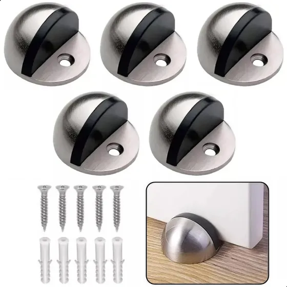 5pk Tope De Puerta Niquel Media Luna Satinado