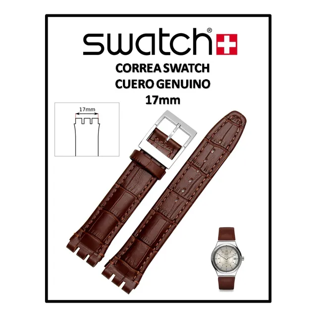 Correa Swatch Irony 17mm Nueva Cuero Genuino Marron O Negra