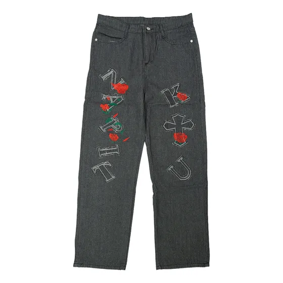 Jean Estilo Grunge Con Parches, Unisex Moda Alternativa