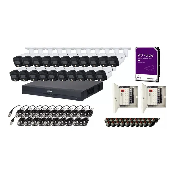 Kit Dvr 32ch 5mp, 32 Cámaras 5mp Full Color, 4tb, 2 Fuentes