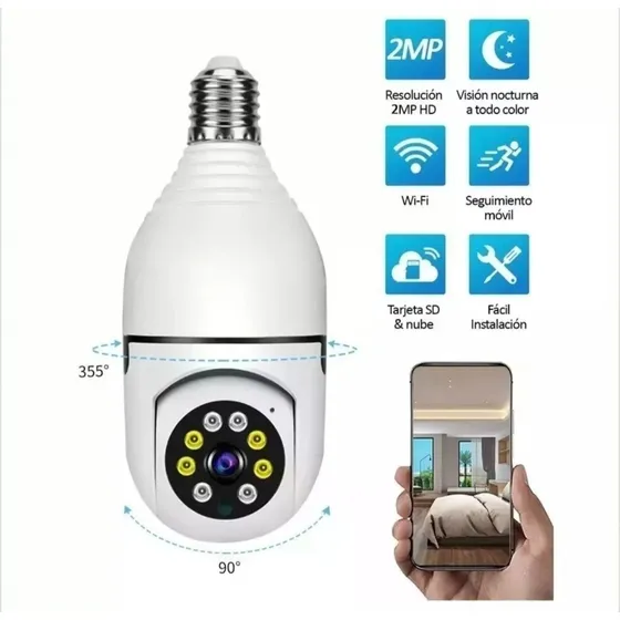 Camara Bombillo Wifi Inalámbrica De Seguridad