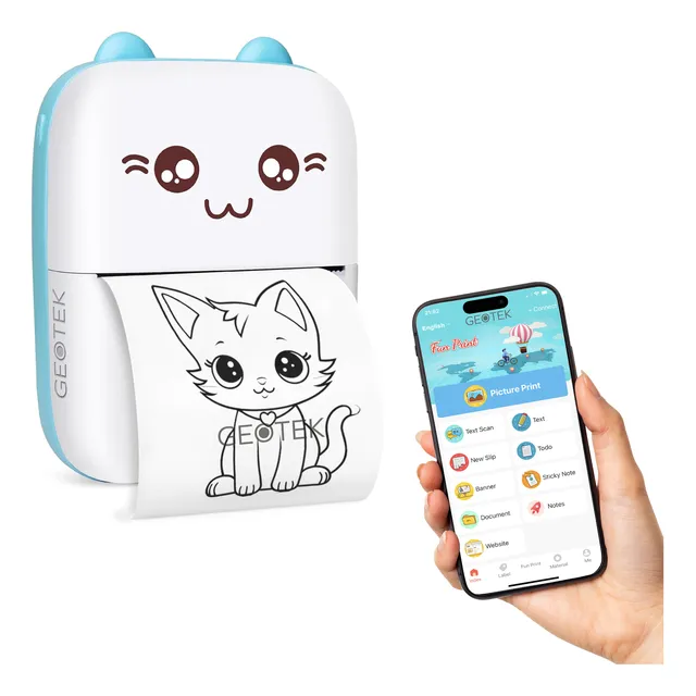 Mini Impresora Termica Bluetooth Portatil Celeste Geotek