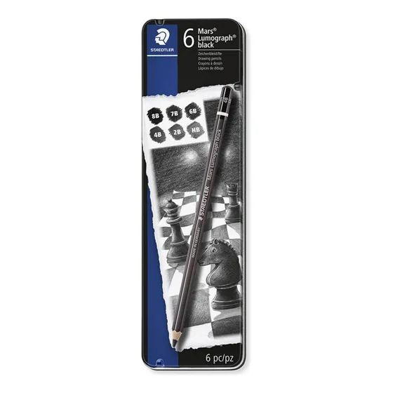 Staedtler Mars Lumograph Black Lata X 6 Lápices