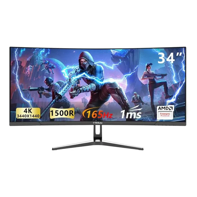 Monitor Gamer Curvo Fyhxele 34 Pulgadas Wqhd 165hz Led 1ms Vesa Apoyo G-sync Y Amd Freesync/adaptive Sync