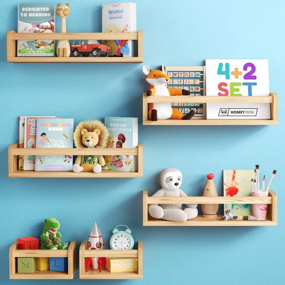 Estantes Flotantes Para Pared Cuarto De Bebé 4 Largos 2 Mini
