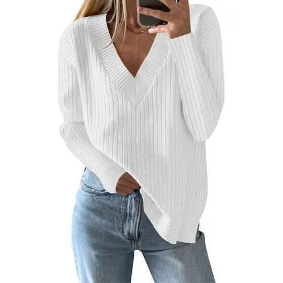 Saodimallsu Womens V Neck Sweater 2024 Fall Oversized Bl11r