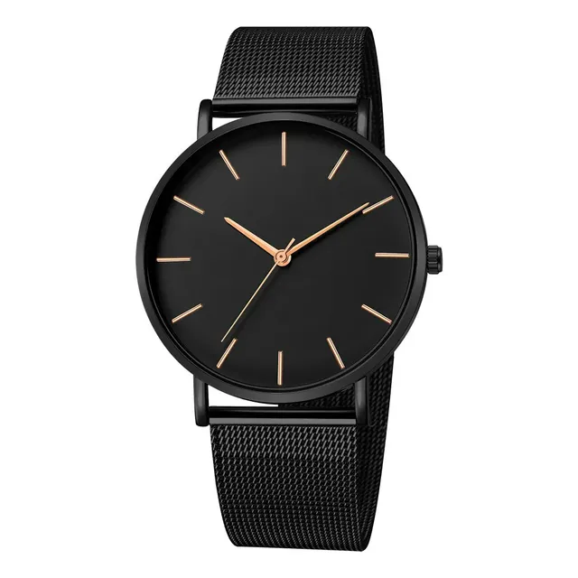 Reloj Hombre Negro Gris Acero Inoxidable Elegante