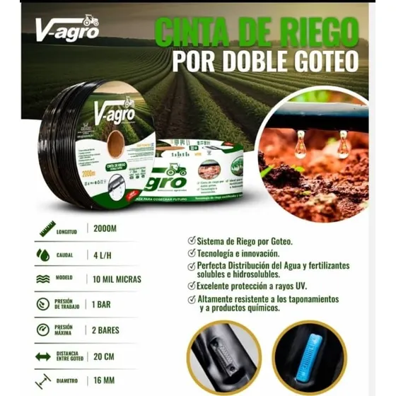 Cinta De Riego Doble Gotero Por Punto