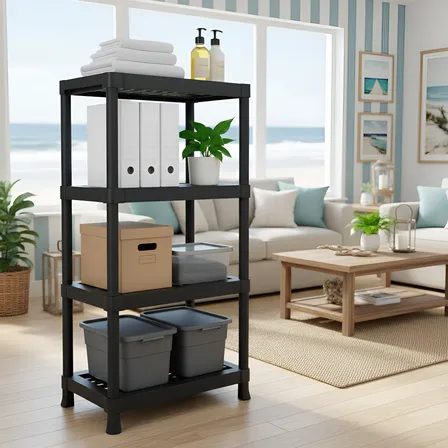 Estante Modular Grande Reforçada 4 Andar Plástico Multiuso Preto