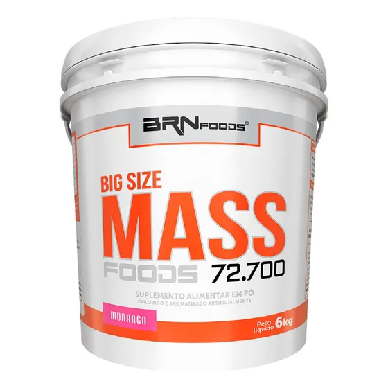 Hipercalórico Big Size Mass 72.700 - 6kg - Brn Foods Sabor Baunilha