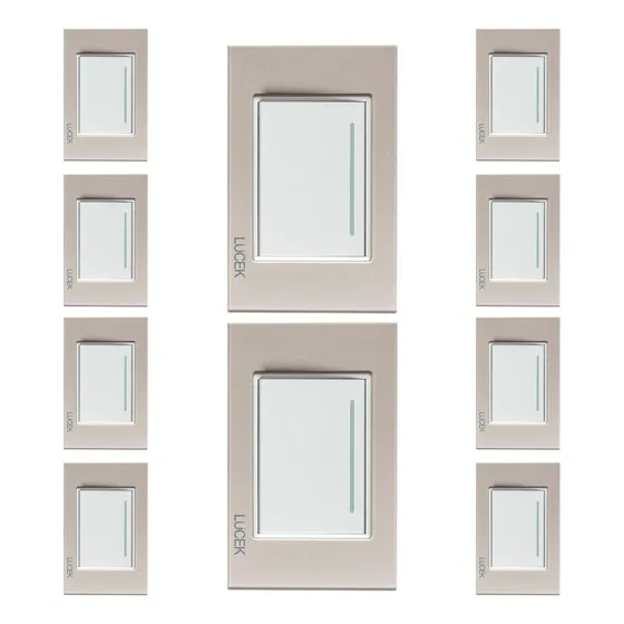 Paq. 10 Placas Con Interruptor Sencillo De 3 Módulos Lucek 16 A 250v Dorado