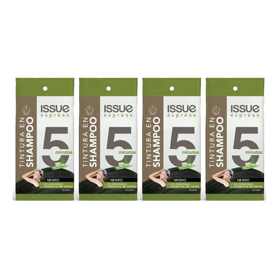 Pack Tintura En Shampoo Issue Express 5 Minutos Negro