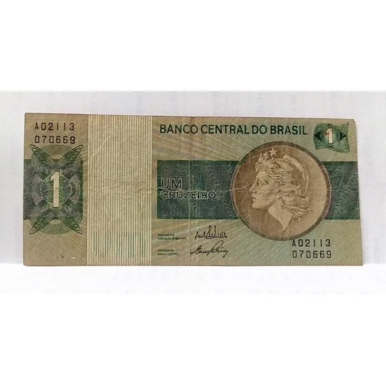 Billete De 1 Cruzeiro Brasil Usado Serie #a02113070669