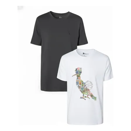 Kit 2 Camisetas Estampa Algodão Pica-pau Reserva Preto/branco G