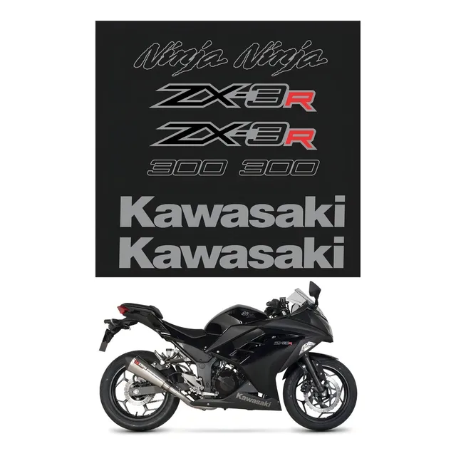 Kit Adesivos Moto Kawasaki Ninja 300 Zx3r Preta Ca-15964