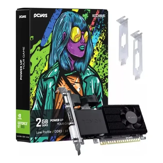 Placa De Vídeo Pcyes Nvidia Geforce Gt 610 2gb Gddr3