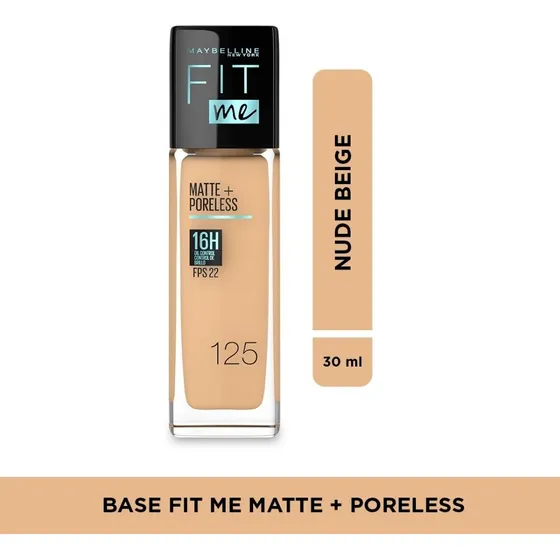 Base Maybelline Fit Me Matte + Poreless 125 Nude Beige