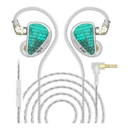 Audífonos Kz As16 Pro Con Microfono Sonido De Alta Fidelidad Verde Cyan