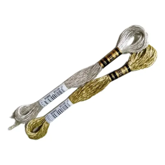 2 Madejas Hilo Metálico Para Bordar, Marca Iris, Oro Y Plata