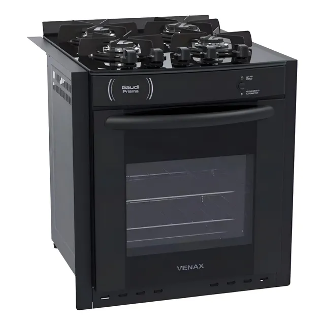 6 - Fogão A Gas De Embutir Gaudi Prisma Vitreo Bl 4q Preto Gas Glp