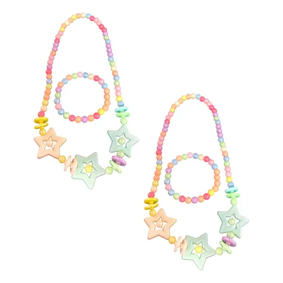Set De Collar Y Pulseras X 2 Und Manillas Dijes Perlas Niñas