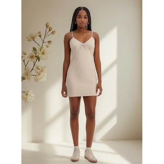 Vestido Curto Com Laço Brilho