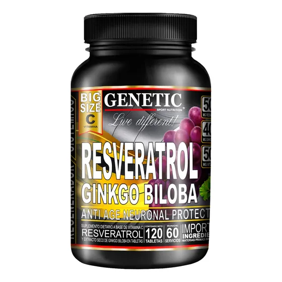 60 Días Antiox Resveratrol Vitamina C Ginkgo Biloba Genetic