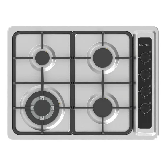 Encimera A Gas Gröner Inox Xs 4q Color Gris