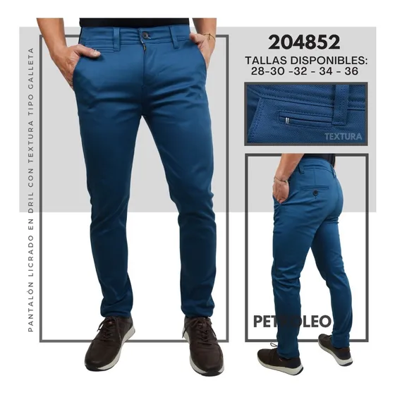 Pantalon Dril Licrado Para Hombre Tela Galleta